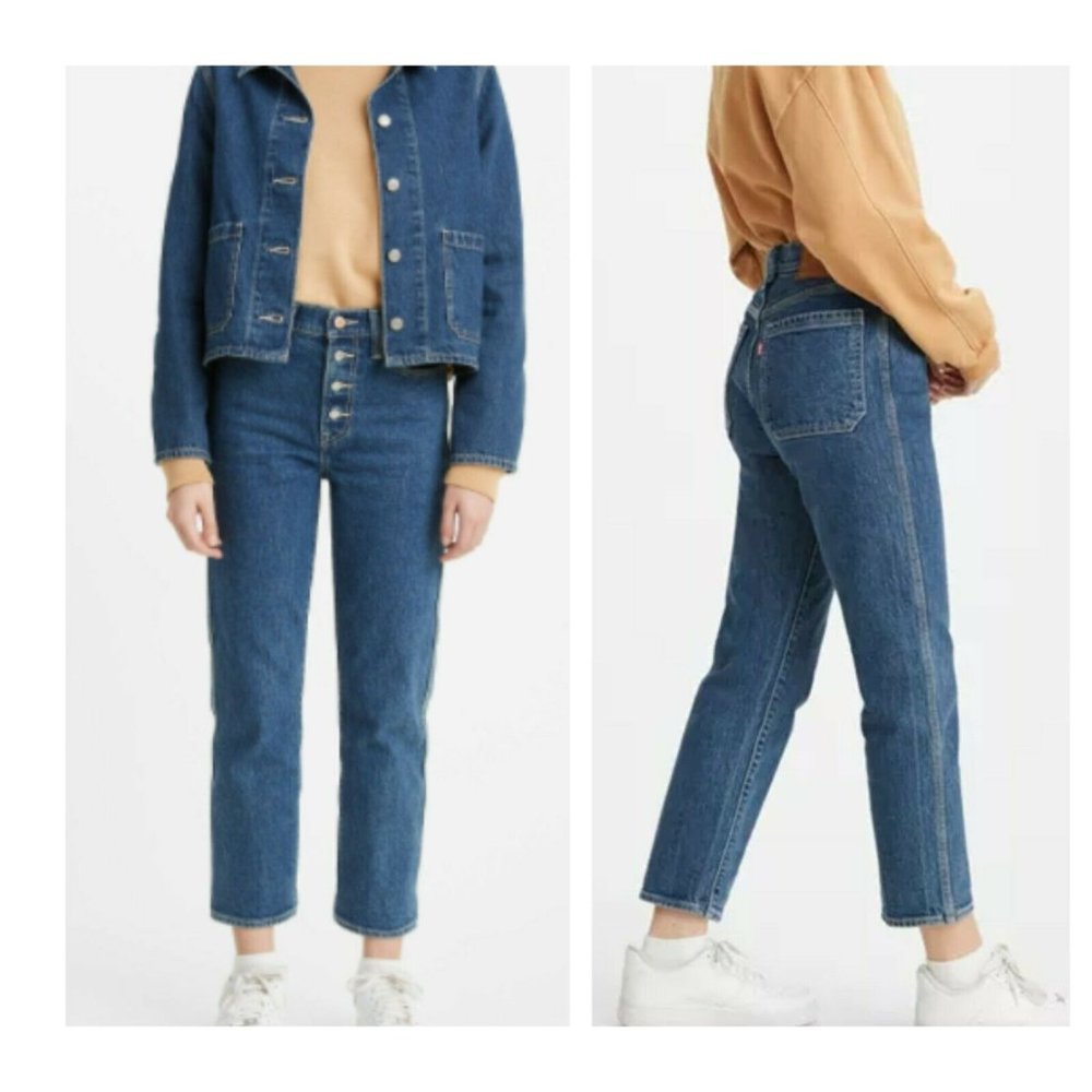 Levi's Jeans Wedgie Crop Straight Hi Rise Button Fly Crop Denim $98 NWT 26